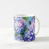 Blauw Paarse Roze Hydrangea Patroon Koffiemok (Voorkant rechts)
