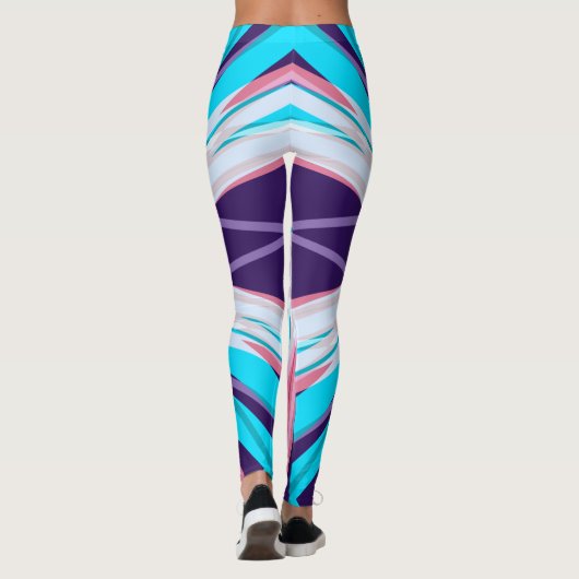 Blauw Paarse Roze Witte Winter Snowflake Yoga Gym Leggings (Achterkant)