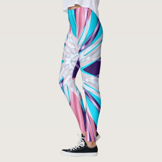 Blauw Paarse Roze Witte Winter Snowflake Yoga Gym Leggings (Links)