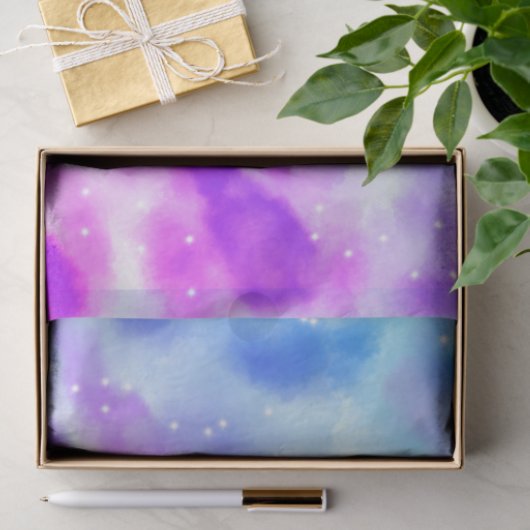 Blauw Paarse roze wolken Abstract ontwerp Tissuepapier (Geschenk)