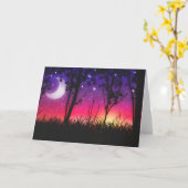 Blauw Paarse Roze Zonsondergang Moonrise Kaart (Gele Bloem)