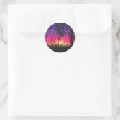 Blauw Paarse Roze Zonsondergang Moonrise Ronde Sticker (Tas)