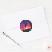 Blauw Paarse Roze Zonsondergang Moonrise Ronde Sticker (Envelop)