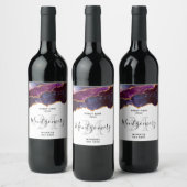 Blauw & Paarse Ruimte & Sterren Agaat Wijn Maken Wijn Etiket (Flessen)