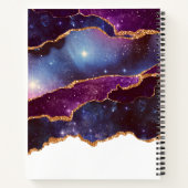 Blauw & Paarse Ruimte & Sterren met Gouden Lintnoo Notitieboek (Achterkant)