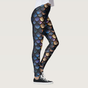 Blauw Paarse schaalpatroon Leggings