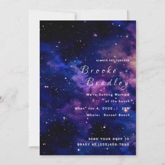 Blauw Paarse Schemering Melkwedding Kaart (Voorkant)