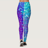Blauw Paarse Sequin Print Mermaid Leggings (Achterkant)