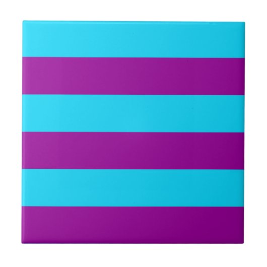 Blauw Paarse Strepen Ontwerp Tegeltje (Voorkant)