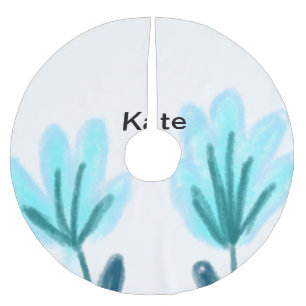 Blauw paarse t bloemige waterverf voeg naam tekst kerstboom rok
