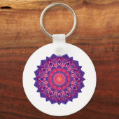Blauw Paarse Traditionele Mandala Ontwerp Sleutelhanger (Voorkant)