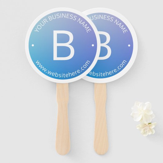 Blauw & Paarse Vervagende Ombre met Bewerkbare Tek Handwaaier (Voorkant en achterkant)