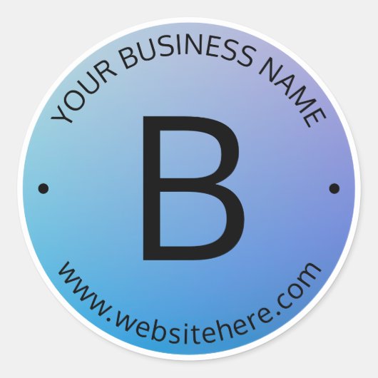 Blauw & Paarse Vervagende Ombre met Bewerkbare Tek Ronde Sticker (Voorkant)