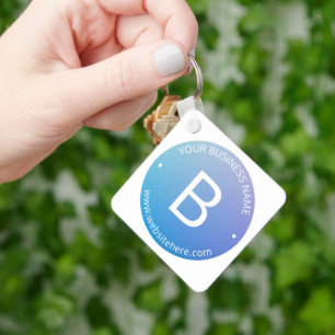 Blauw & Paarse Vervagende Ombre met Bewerkbare Tek Sleutelhanger