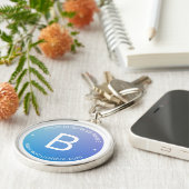 Blauw & Paarse Vervagende Ombre met Bewerkbare Tek Sleutelhanger (Zijkant)