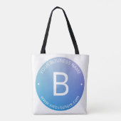 Blauw & Paarse Vervagende Ombre met Bewerkbare Tek Tote Bag (Achterkant)