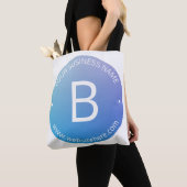 Blauw & Paarse Vervagende Ombre met Bewerkbare Tek Tote Bag (Dichtbij)