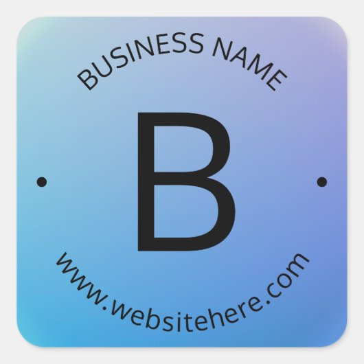 Blauw & Paarse Vervagende Ombre met Bewerkbare Tek Vierkante Sticker (Voorkant)