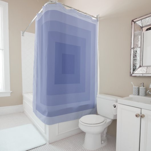 Blauw Paarse vierkante geometrische Douchegordijn (In situ)