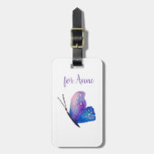 Blauw, paarse vlinder Bagagelabel (Voorkant verticaal)