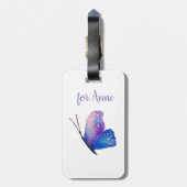 Blauw, paarse vlinder Bagagelabel (Achterkant verticaal)