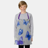 Blauw Paarse Vlinder Monogram Naam Schort (Gedragen)