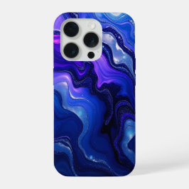 Blauw & Paarse Vloeibare Abstracte Kunst iPhone 15 Pro Case