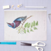  Blauw Paarse Vogel Ephemera Decoupage Script Tissuepapier (Craft)