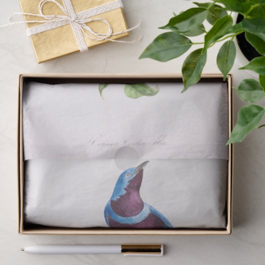  Blauw Paarse Vogel Ephemera Decoupage Script Tissuepapier (Geschenk)
