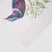  Blauw Paarse Vogel Ephemera Decoupage Script Tissuepapier (Detail)