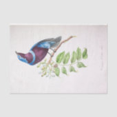  Blauw Paarse Vogel Ephemera Decoupage Script Tissuepapier (Voorkant)