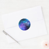 Blauw Paarse Waterverf Galaxy retouradres Ronde Sticker (Envelop)