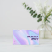 Blauw & Paarse Waterverf Holografische Ontwerpscho Visitekaartje (Staand voorkant)