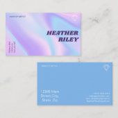 Blauw & Paarse Waterverf Holografische Ontwerpscho Visitekaartje (Voorkant / Achterkant)