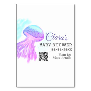 Blauw paarse waterverf pastel kwal baby show kaart