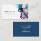 Blauw Paarse waterverf visitekaartje (Voorkant / Achterkant)