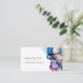 Blauw Paarse waterverf visitekaartje (Staand voorkant)