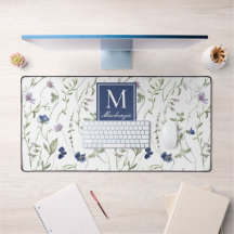 Blauw Paarse Wilde Bloem Monogram Naam