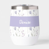 Blauw Paarse Wilde Bloem Waterverf Monogram Naam (Voorkant)