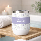 Blauw Paarse Wilde Bloem Waterverf Monogram Naam
