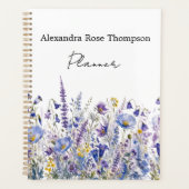 Blauw Paarse Wilde Bloem Waterverf Planner (Voorkant)
