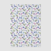 Blauw Paarse Wilde Bloem Waterverf Tissuepapier (Voorkant)