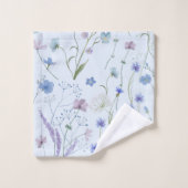 Blauw Paarse  Wildflower Bloempatroon Bad Handdoek (Wasdoekje)