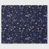 Blauw Paarse Wildflower Bloempatroon Cadeaupapier (Vlak)