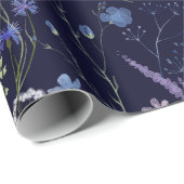 Blauw Paarse Wildflower Bloempatroon Cadeaupapier (Rol Hoek)