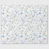 Blauw Paarse  Wildflower Bloempatroon Cadeaupapier (Vlak)