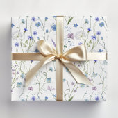 Blauw Paarse  Wildflower Bloempatroon Cadeaupapier