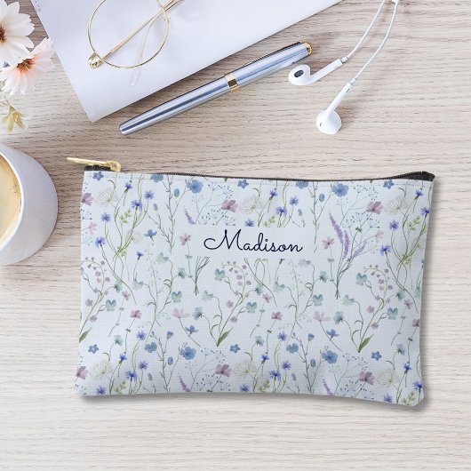 Blauw Paarse  Wildflower Bloempatroon Etui