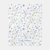 Blauw Paarse  Wildflower Bloempatroon Fleece Deken (Voorkant)