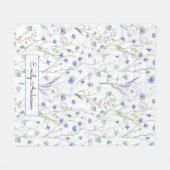 Blauw Paarse  Wildflower Bloempatroon Fleece Deken (Voorkant (Horizontaal))
